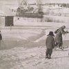 Омневичи . Зимние забавы возле школы, слева дом Александра Басюка. 1963 г.